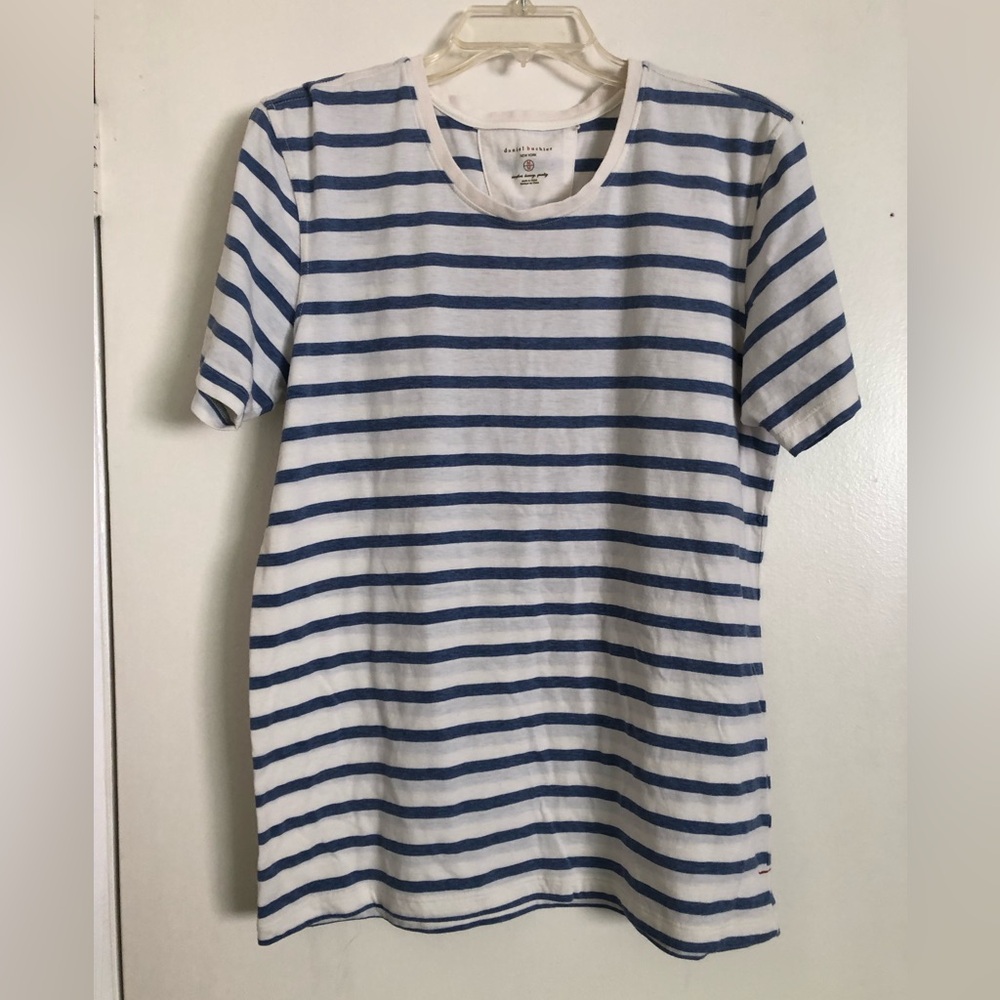 Daniel Buchler NY Blue Striped Crew T-Shirt M